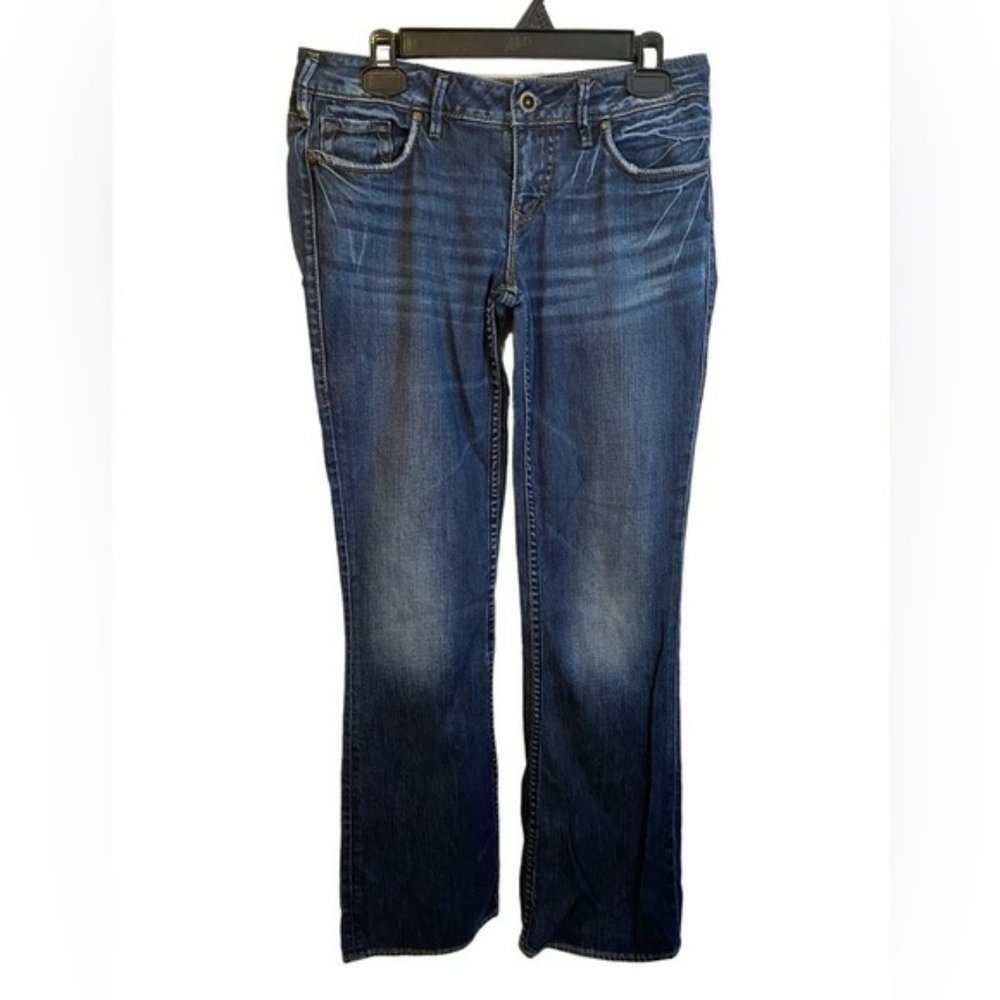 Silver Jeans Co Lael  Low Rise Flare Leg Jeans Dark Wash Ladies W28/L33